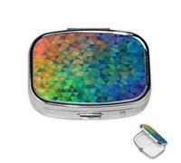 Pill Box 2 Compartment Mini Medicine Pill Case Rainbow Triangle Pill Holder for Purse Pocket Waterproof Metal Pill Container Decorative Medicine Pill Organiser for Travel or Daily
