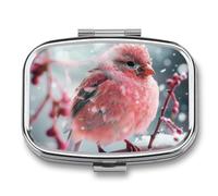 Pill Box 2 Compartment Mini Medicine Pill Case Real Bird Style Pill Holder for Purse Pocket Waterproof Metal Pill Container Decorative Medicine Pill Organiser for Travel Or Daily