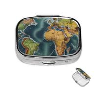 Pill Box 2 Compartment Mini Medicine Pill Case South America Satellite Image Pill Holder for Purse Pocket Waterproof Metal Pill Container Decorative Medicine Pill Organiser for Travel or Daily