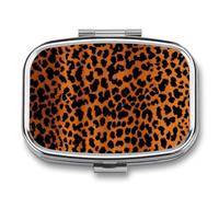 Pill Box 2 Compartment Mini Medicine Pill Case Spotted Leopard Skin Pill Holder for Purse Pocket Waterproof Metal Pill Container Decorative Medicine Pill Organiser for Travel Or Daily