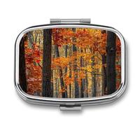 Pill Box 2 Compartment Mini Medicine Pill Case Sunlight Through Leaves Pill Holder for Purse Pocket Waterproof Metal Pill Container Decorative Medicine Pill Organiser for Travel Or Daily