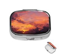 Pill Box 2 Compartment Mini Medicine Pill Case Sunset at Dusk Pill Holder for Purse Pocket Waterproof Metal Pill Container Decorative Medicine Pill Organiser for Travel or Daily