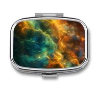 Pill Box 2 Compartment Mini Medicine Pill Case Vibrant Nebula Swirl Pill Holder for Purse Pocket Waterproof Metal Pill Container Decorative Medicine Pill Organiser for Travel Or Daily