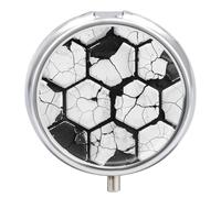 Pill Box 2 Compartment Mini Medicine Pill Case White Cracked Hexagon Pill Holder for Purse Pocket Waterproof Metal Pill Container Decorative Medicine Pill Organiser for Travel Or Daily