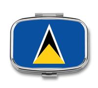 Pill Box 2 Compartment, Saint Lucia Flag Printing Pill Case Portable for Pocket Small Travel Medicine Organizer for Vitamins, Medication, Fish Oil and Supplements Square