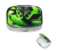 Pill Box 2 Compartment Small Pill Case for Purse & Pocket 3D Snake Pill Box Cute Vitamins Fish Oil Supplements Storage Box Portable Pill Containe Travel Gift