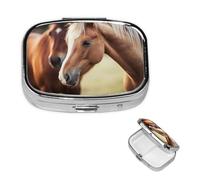 Pill Box 2 Compartment Small Pill Case for Purse & Pocket Adorable Horse Pill Box Cute Vitamins Fish Oil Supplements Storage Box Portable Pill Containe Travel Gift