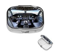 Pill Box 2 Compartment Small Pill Case for Purse & Pocket Airplane Cockpit Pill Box Cute Vitamins Fish Oil Supplements Storage Box Portable Pill Containe Travel Gift