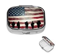 Pill Box 2 Compartment Small Pill Case for Purse & Pocket American Flag Veterans Day Pill Box Cute Vitamins Fish Oil Supplements Storage Box Portable Pill Containe Travel Gift
