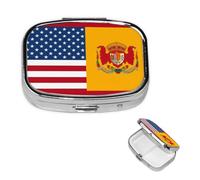 Pill Box 2 Compartment Small Pill Case for Purse & Pocket American Spain Flag Pill Box Cute Vitamins Fish Oil Supplements Storage Box Portable Pill Containe Travel Gift