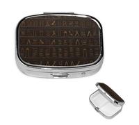 Pill Box 2 Compartment Small Pill Case for Purse & Pocket Ancient Egyptian Hieroglyph Pill Box Cute Vitamins Fish Oil Supplements Storage Box Portable Pill Containe Travel Gift
