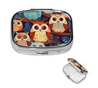 Pill Box 2 Compartment Small Pill Case for Purse & Pocket Anime Owl Pill Box Cute Vitamins Fish Oil Supplements Storage Box Portable Pill Containe Travel Gift