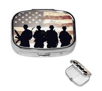 Pill Box 2 Compartment Small Pill Case for Purse & Pocket Armed Forces Day American Pill Box Cute Vitamins Fish Oil Supplements Storage Box Portable Pill Containe Travel Gift