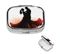 Pill Box 2 Compartment Small Pill Case for Purse & Pocket Ballroom Dance Pill Box Cute Vitamins Fish Oil Supplements Storage Box Portable Pill Containe Travel Gift