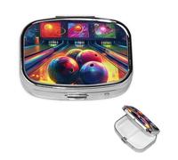 Pill Box 2 Compartment Small Pill Case for Purse & Pocket Bowling Balls Pill Box Cute Vitamins Fish Oil Supplements Storage Box Portable Pill Containe Travel Gift
