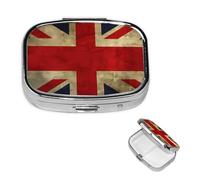 Pill Box 2 Compartment Small Pill Case for Purse & Pocket British Flag Pill Box Cute Vitamins Fish Oil Supplements Storage Box Portable Pill Containe Travel Gift