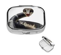 Pill Box 2 Compartment Small Pill Case for Purse & Pocket Cobra Snake Pill Box Cute Vitamins Fish Oil Supplements Storage Box Portable Pill Containe Travel Gift