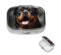 Pill Box 2 Compartment Small Pill Case for Purse & Pocket Cool Rottweiler Dog Art Pill Box Cute Vitamins Fish Oil Supplements Storage Box Portable Pill Containe Travel Gift