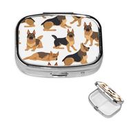 Pill Box 2 Compartment Small Pill Case for Purse & Pocket German Shepherd Pill Box Cute Vitamins Fish Oil Supplements Storage Box Portable Pill Containe Travel Gift