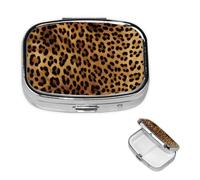 Pill Box 2 Compartment Small Pill Case for Purse & Pocket Leopard Skin Pill Box Cute Vitamins Fish Oil Supplements Storage Box Portable Pill Containe Travel Gift