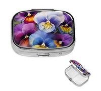 Pill Box 2 Compartment Small Pill Case for Purse & Pocket Pansy Perfection Pill Box Cute Vitamins Fish Oil Supplements Storage Box Portable Pill Containe Travel Gift