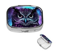 Pill Box 2 Compartment Small Pill Case for Purse & Pocket Purple Owl Pill Box Cute Vitamins Fish Oil Supplements Storage Box Portable Pill Containe Travel Gift