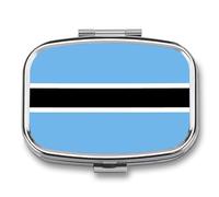 Pill Box 2 Compartment Small Pill Case, Portable for Pocket Or Purse, with Botswana Flag Medicine Organizer Container for Vitamins, Medication and Supplements Square