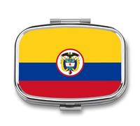 Pill Box 2 Compartment Small Pill Case, Portable for Pocket Or Purse, with Colombia Flag Medicine Organizer Container for Vitamins, Medication, Fish Oil, Supplements Square