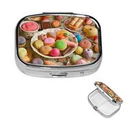Pill Box 2 Compartments Candy Box Square Pill Box Handbag Pocket Pill Box Portable Travel Pill Box Metal Medicine Vitamin Fish Oil Unique Gift