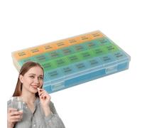 Pill Box - 28 Day Portable Medicine Organizer, Compact and Portable Storage | Transparent Lid, Double-Layer Protection, Travel Pill Holder, Medicine Container, Dust-Proof Pill Planner, Pill Organizer