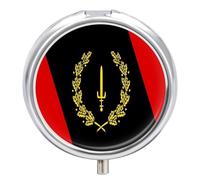 Pill Box 3 Compartment, Afro African American Heritage Black History Month Flags Round Metal Medicine Organizer Vitamin Box for Travel Pocket Portable Pill Case Round