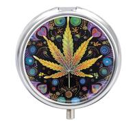 Pill Box 3 Compartment Colorful Cannabis Leaf Portable Daily Pill Organizer Travel Medicine Case Vitamin Storage Container