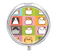 Pill Box 3 Compartment Cute Guinea Pig Pattern Colorful Portable Daily Pill Organizer Travel Medicine Case Vitamin Storage Container
