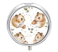 Pill Box 3 Compartment Cute Hamster Dots Pattern Portable Daily Pill Organizer Travel Medicine Case Vitamin Storage Container