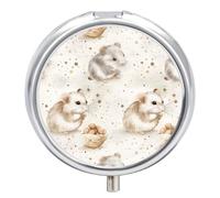 Pill Box 3 Compartment Cute Hamster Dots Pattern Portable Daily Pill Organizer Travel Medicine Case Vitamin Storage Container