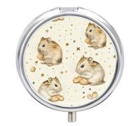 Pill Box 3 Compartment Cute Hamster Dots Pattern Portable Daily Pill Organizer Travel Medicine Case Vitamin Storage Container