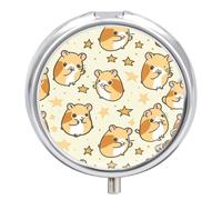 Pill Box 3 Compartment Cute Hamster Stars Patterns Portable Daily Pill Organizer Travel Medicine Case Vitamin Storage Container