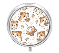 Pill Box 3 Compartment Cute Hamster Stars Patterns Portable Daily Pill Organizer Travel Medicine Case Vitamin Storage Container
