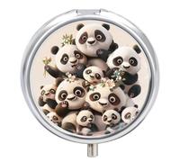 Pill Box 3 Compartment Cute Pandas Flowers Floral Portable Daily Pill Organizer Travel Medicine Case Vitamin Storage Container