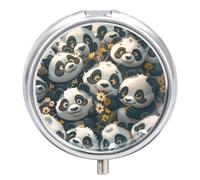 Pill Box 3 Compartment Cute Pandas Flowers Floral Portable Daily Pill Organizer Travel Medicine Case Vitamin Storage Container
