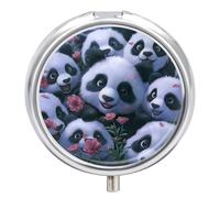 Pill Box 3 Compartment Cute Pandas Flowers Floral Portable Daily Pill Organizer Travel Medicine Case Vitamin Storage Container
