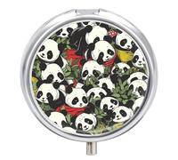 Pill Box 3 Compartment Cute Pandas Patterns Colorful Portable Daily Pill Organizer Travel Medicine Case Vitamin Storage Container