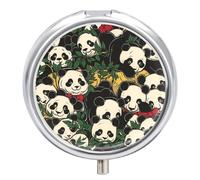 Pill Box 3 Compartment Cute Pandas Patterns Colorful Portable Daily Pill Organizer Travel Medicine Case Vitamin Storage Container