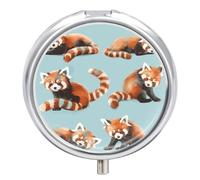 Pill Box 3 Compartment Cute Red Pandas Portable Daily Pill Organizer Travel Medicine Case Vitamin Storage Container
