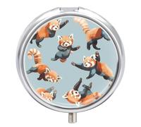 Pill Box 3 Compartment Cute Red Pandas Portable Daily Pill Organizer Travel Medicine Case Vitamin Storage Container