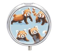 Pill Box 3 Compartment Cute Red Pandas Portable Daily Pill Organizer Travel Medicine Case Vitamin Storage Container