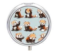Pill Box 3 Compartment Cute Red Pandas Portable Daily Pill Organizer Travel Medicine Case Vitamin Storage Container