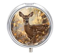 Pill Box 3 Compartment Deer Camouflage Hunting Travel Pill Case with Mirror Waterproof Medicine Pills Organizer 3 Times A Day Portable Med Container for Purse & Pocket Round Silver
