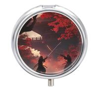 Pill Box 3 Compartment Japan Style Landscape Portable Daily Pill Organizer Travel Medicine Case Vitamin Storage Container