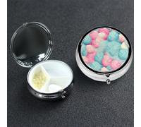 Pill Box 3 Compartment Medicine Case for Pocket or Purse Mini Metal Pills Holder Cotton Candy Pill Case Vitamin Organizer Portable Travel Pills Container to Hold Supplements Vitamins